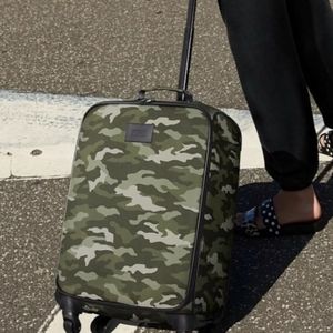 NWT PINK Victoria's Secret Camo Luggage Suitcase